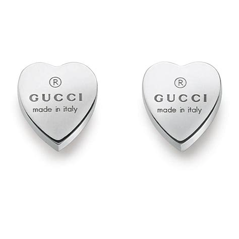 gucci trademark silver heart stud earrings|Gucci sterling silver hoop earrings.